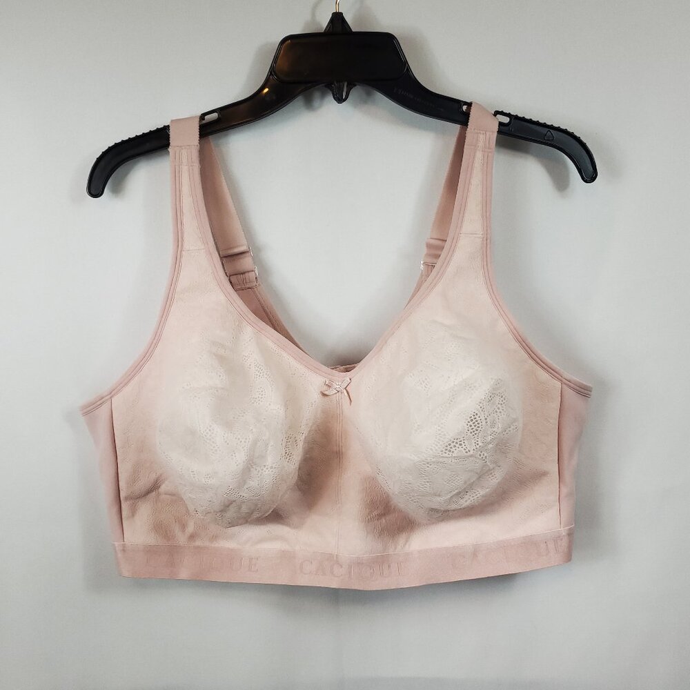 Cacique Beautiful Lacy Light Pink Bra No Underwire Plus Size 46DDD